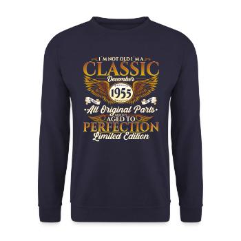 Né en décembre 1955 cadeau de 67e anniversaire - Sweat-shirt Unisexe - marine - Devant - Alina (178cm) & Michal (187cm)