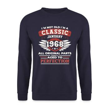 Né en 1968 Janvier 55e anniversaire Homme cadeau - Sweat-shirt Unisexe - marine - Devant - Alina (178cm) & Michal (187cm)
