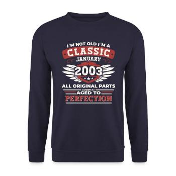 Année 2003 Janvier 20e anniversaire cadeau homme - Sweat-shirt Unisexe - marine - Devant - Alina (178cm) & Michal (187cm)