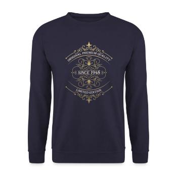 Né en 1948 75e anniversaire Cadeau homme / femme - Sweat-shirt Unisexe - marine - Devant - Alina (178cm) & Michal (187cm)
