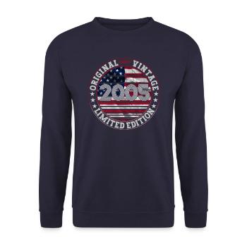 Jahrgang 2005 18. Geburtstag Geschenk Mann/ USA - Unisex Pullover - Navy - Vorne - Alina (178cm) & Michal (187cm)