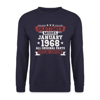 Né en 1968 Janvier 55e anniversaire Homme cadeau - Sweat-shirt Unisexe - marine - Devant - Alina (178cm) & Michal (187cm)