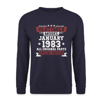 Born 1983 January 40th birthday Gift man - Unisex Sweatshirt - navy - Front - Alina (178cm) & Michal (187cm)