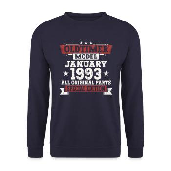 Born 1993 January 30th birthday Gift man - Unisex Sweatshirt - navy - Front - Alina (178cm) & Michal (187cm)