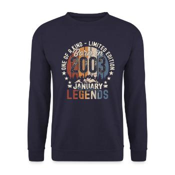 Année 2003 Janvier 20e anniversaire cadeau homme - Sweat-shirt Unisexe - marine - Devant - Alina (178cm) & Michal (187cm)
