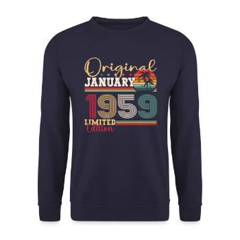 Né en 1959 Janvier 64e anniversaire Homme cadeau - Sweat-shirt Unisexe - marine - Devant - Alina (178cm) & Michal (187cm)