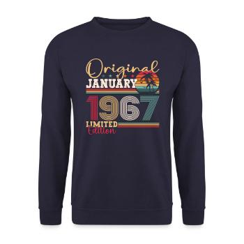 Né en 1967 Janvier 56e anniversaire Homme cadeau - Sweat-shirt Unisexe - marine - Devant - Alina (178cm) & Michal (187cm)