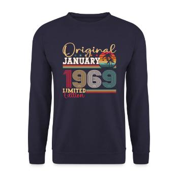 Né en 1969 Janvier 54e anniversaire Homme cadeau - Sweat-shirt Unisexe - marine - Devant - Alina (178cm) & Michal (187cm)