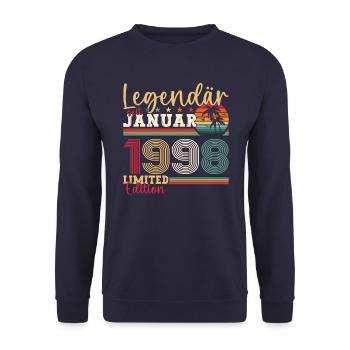 Jahrgang 1998 Januar 25. Geburtstag Geschenk Mann - Unisex Pullover - Navy - Vorne - Alina (178cm) & Michal (187cm)