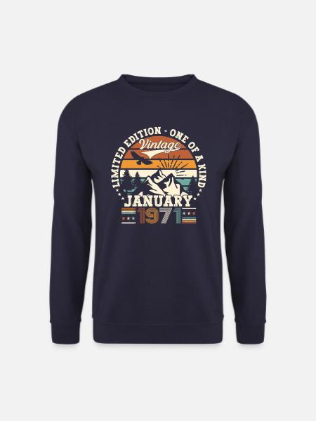 Jahrgang 1971 Januar 52. Geburtstag Geschenk Mann - Unisex Pullover - Navy