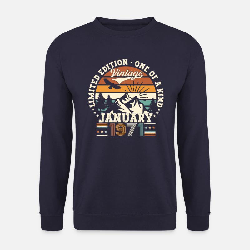 Jahrgang 1971 Januar 52. Geburtstag Geschenk Mann - Unisex Pullover - Navy