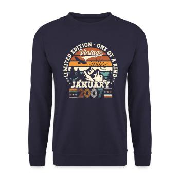Year 2007 January 16th birthday gift man - Unisex Sweatshirt - navy - Front - Alina (178cm) & Michal (187cm)