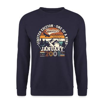 Year 2001 January 22nd birthday Gift man - Unisex Sweatshirt - navy - Front - Alina (178cm) & Michal (187cm)