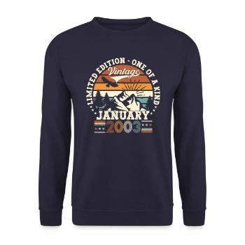 Année 2003 Janvier 20e anniversaire cadeau homme - Sweat-shirt Unisexe - marine - Devant - Alina (178cm) & Michal (187cm)