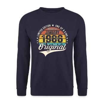 Jahrgang 1986 Januar 37. Geburtstag Geschenk Mann - Unisex Pullover - Navy - Vorne - Alina (178cm) & Michal (187cm)