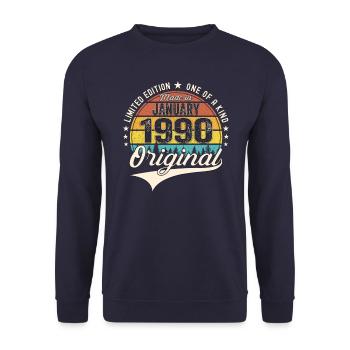 Né le 33 janvier 1990 Homme cadeau - Sweat-shirt Unisexe - marine - Devant - Alina (178cm) & Michal (187cm)