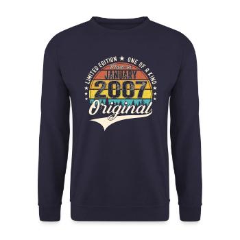 Year 2007 January 16th birthday gift man - Unisex Sweatshirt - navy - Front - Alina (178cm) & Michal (187cm)
