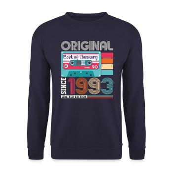 January born 1993 30th birthday gift - Unisex Sweatshirt - navy - Front - Alina (178cm) & Michal (187cm)