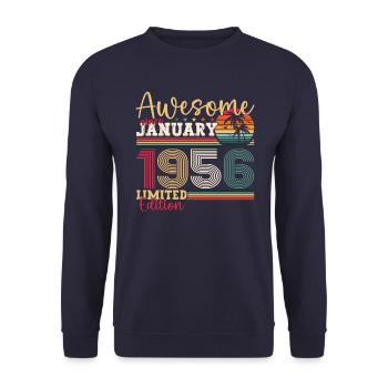 Né en 1956 janvier 67e anniversaire Homme cadeau - Sweat-shirt Unisexe - marine - Devant - Alina (178cm) & Michal (187cm)