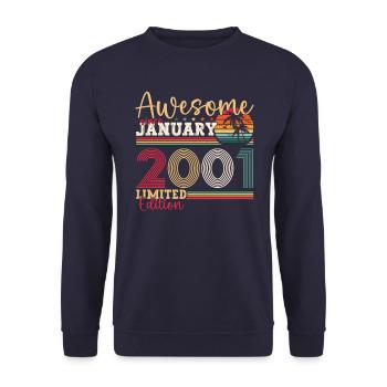 Year 2001 January 22nd birthday Gift man - Unisex Sweatshirt - navy - Front - Alina (178cm) & Michal (187cm)