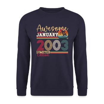 Année 2003 Janvier 20e anniversaire cadeau homme - Sweat-shirt Unisexe - marine - Devant - Alina (178cm) & Michal (187cm)