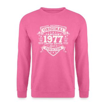 Born 1977 January 46th birthday Gift man - Unisex Sweatshirt - pink - Front