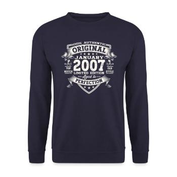 Year 2007 January 16th birthday gift man - Unisex Sweatshirt - navy - Front - Alina (178cm) & Michal (187cm)