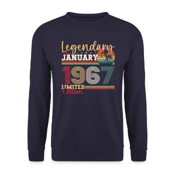 56th birthday born 1967 January gift man - Unisex Sweatshirt - navy - Front - Alina (178cm) & Michal (187cm)