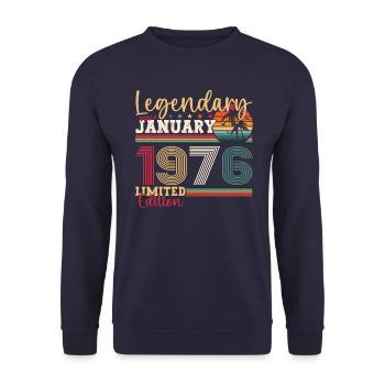 47e anniversaire né en 1976 janvier cadeau homme - Sweat-shirt Unisexe - marine - Devant - Alina (178cm) & Michal (187cm)