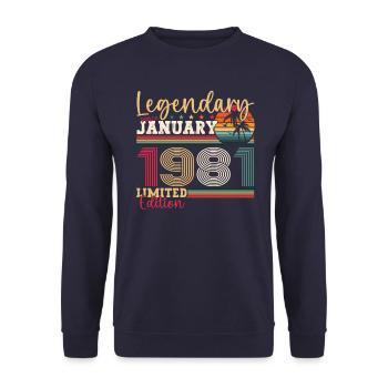 42e anniversaire né en 1981 janvier cadeau homme - Sweat-shirt Unisexe - marine - Devant - Alina (178cm) & Michal (187cm)
