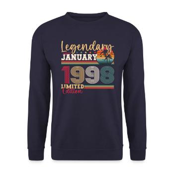 25th birthday born 1998 January gift man - Unisex Sweatshirt - navy - Front - Alina (178cm) & Michal (187cm)