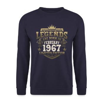 February born 1967 56th birthday gift man - Unisex Sweatshirt - navy - Front - Alina (178cm) & Michal (187cm)