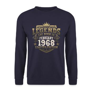 Februar Jahrgang 1968 55. Geburtstag Geschenk Mann - Unisex Pullover - Navy - Vorne - Alina (178cm) & Michal (187cm)