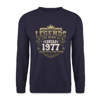 Février né 1977 46ème anniversaire cadeau homme - Sweat-shirt Unisexe - marine - Devant - Alina (178cm) & Michal (187cm)
