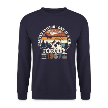 Born 1967 February 56th birthday Gift man - Unisex Sweatshirt - navy - Front - Alina (178cm) & Michal (187cm)