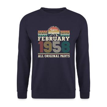 Jahrgang 1958 Februar 65. Geburtstag Geschenk Mann - Unisex Pullover - Navy - Vorne - Alina (178cm) & Michal (187cm)