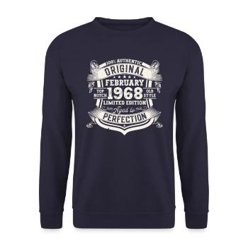 Februar Jahrgang 1968 55. Geburtstag Geschenk Mann - Unisex Pullover - Navy - Vorne - Alina (178cm) & Michal (187cm)