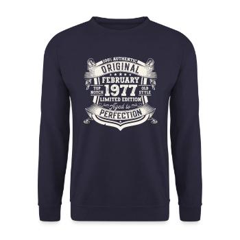 Février né 1977 46ème anniversaire cadeau homme - Sweat-shirt Unisexe - marine - Devant - Alina (178cm) & Michal (187cm)