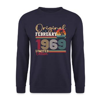 Cadeau d’anniversaire original février 1969 - Sweat-shirt Unisexe - marine - Devant - Alina (178cm) & Michal (187cm)