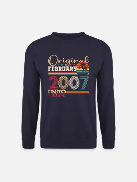 Original Februar Jahrgang 2007 Geburtstag Geschenk - Unisex Pullover - Navy