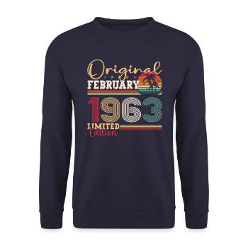 Original February vintage 1963 birthday gift - Unisex Sweatshirt - navy - Front - Alina (178cm) & Michal (187cm)