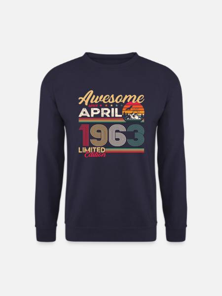 60. Geburtstag Mann April Jahrgang 1963 Awesome - Unisex Pullover - Navy