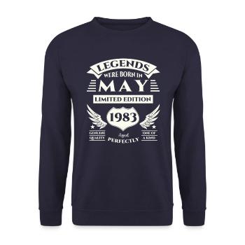 40th Birthday Man Legendary May Vintage 1983 - Unisex Sweatshirt - navy - Front - Alina (178cm) & Michal (187cm)