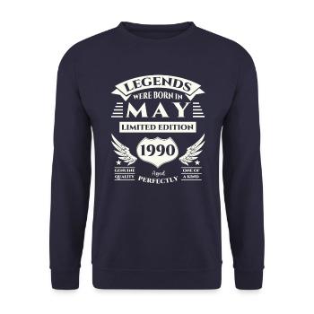 33rd Birthday Man Legendary May Vintage 1990 - Unisex Sweatshirt - navy - Front - Alina (178cm) & Michal (187cm)