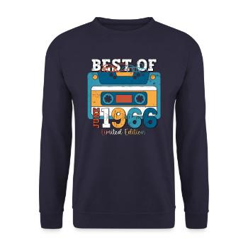 57 Birthday Man Cassette June Year 1966 - Unisex Sweatshirt - navy - Front - Alina (178cm) & Michal (187cm)