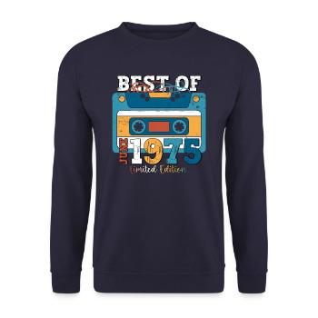 48 Birthday Man Cassette June Year 1975 - Unisex Sweatshirt - navy - Front - Alina (178cm) & Michal (187cm)