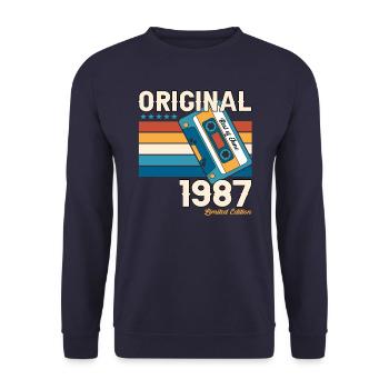 36ème Anniversaire Homme Juin Vintage 1987 Cassette - Sweat-shirt Unisexe - marine - Devant - Alina (178cm) & Michal (187cm)