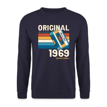 54ème Anniversaire Homme Juin Vintage 1969 Cassette - Sweat-shirt Unisexe - marine - Devant - Alina (178cm) & Michal (187cm)