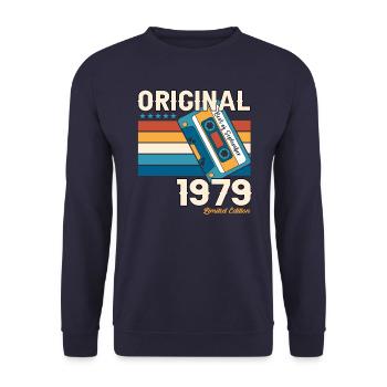 44th Birthday September Vintage 1979 Cassette - Unisex Sweatshirt - navy - Front - Alina (178cm) & Michal (187cm)