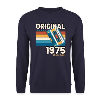 48e anniversaire septembre millésime 1975 cassette - Sweat-shirt Unisexe - marine - Devant - Alina (178cm) & Michal (187cm)